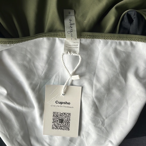 Nwt Cupshe swimsuit One Piece Army Green Mesh S - Picture 4 of 7